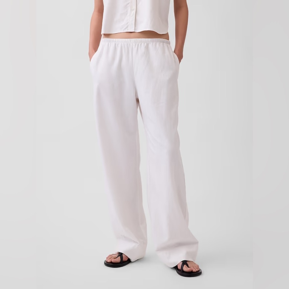 NWT GAP Wide Leg Linen-Blend Pants in White